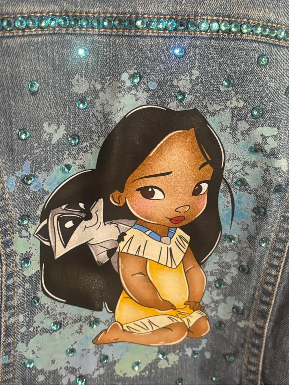 Girls Embellished Jean Jacket Pocahontas Size 4T